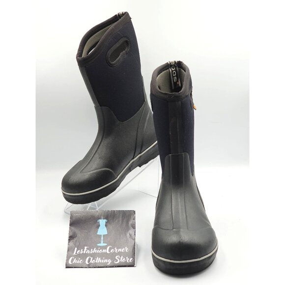 Bogs Other - Bogs Youth Black Classic II Solid Waterproof Insulated Rain Snow Boots Sz 4 2915